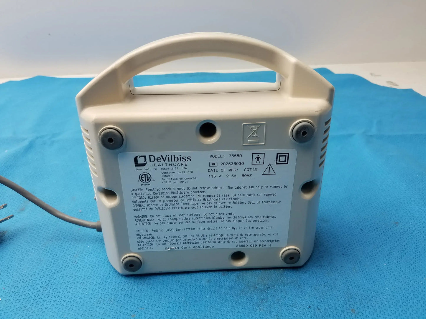 DeVilbiss 3655D Pulmo-Aide Compact Compressor Nebulizer System Compressor Nebulizer System, second-hand product photo 5
