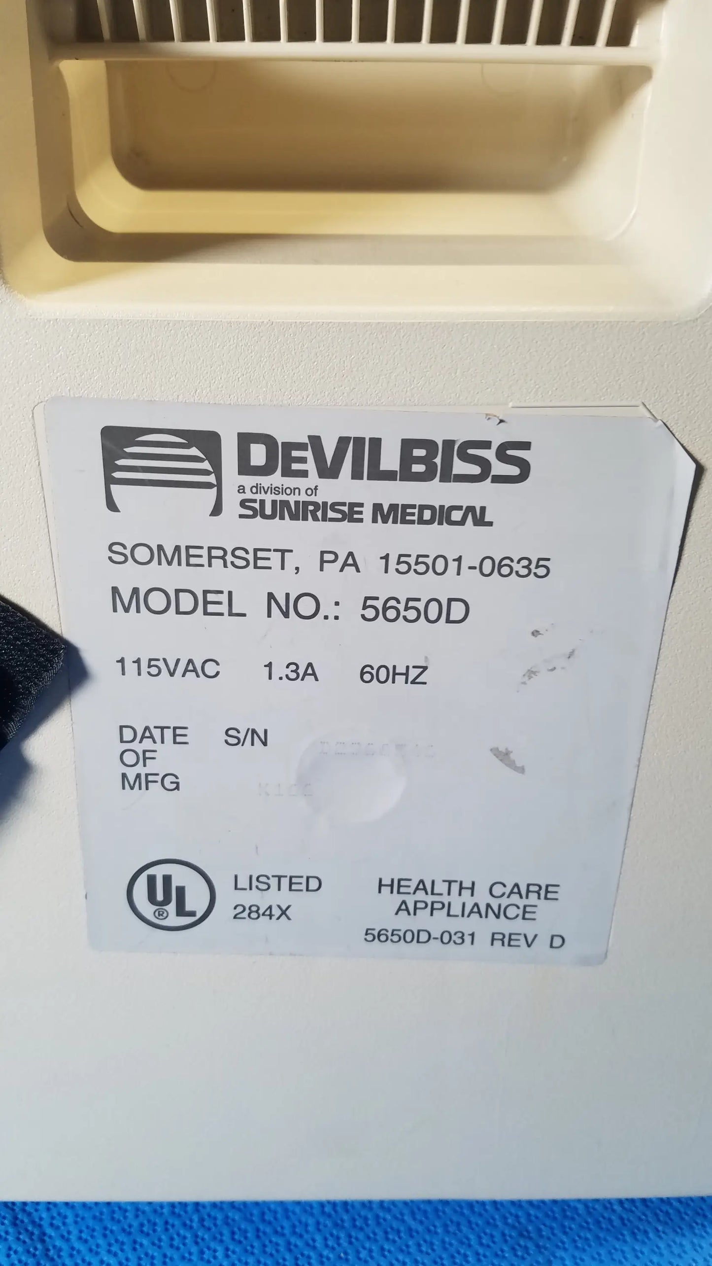 DeVilbiss 5650D Pulmo-Aide Compressor Nebulizer System Compressor Nebulizer System, as-is (for parts) product photo 8