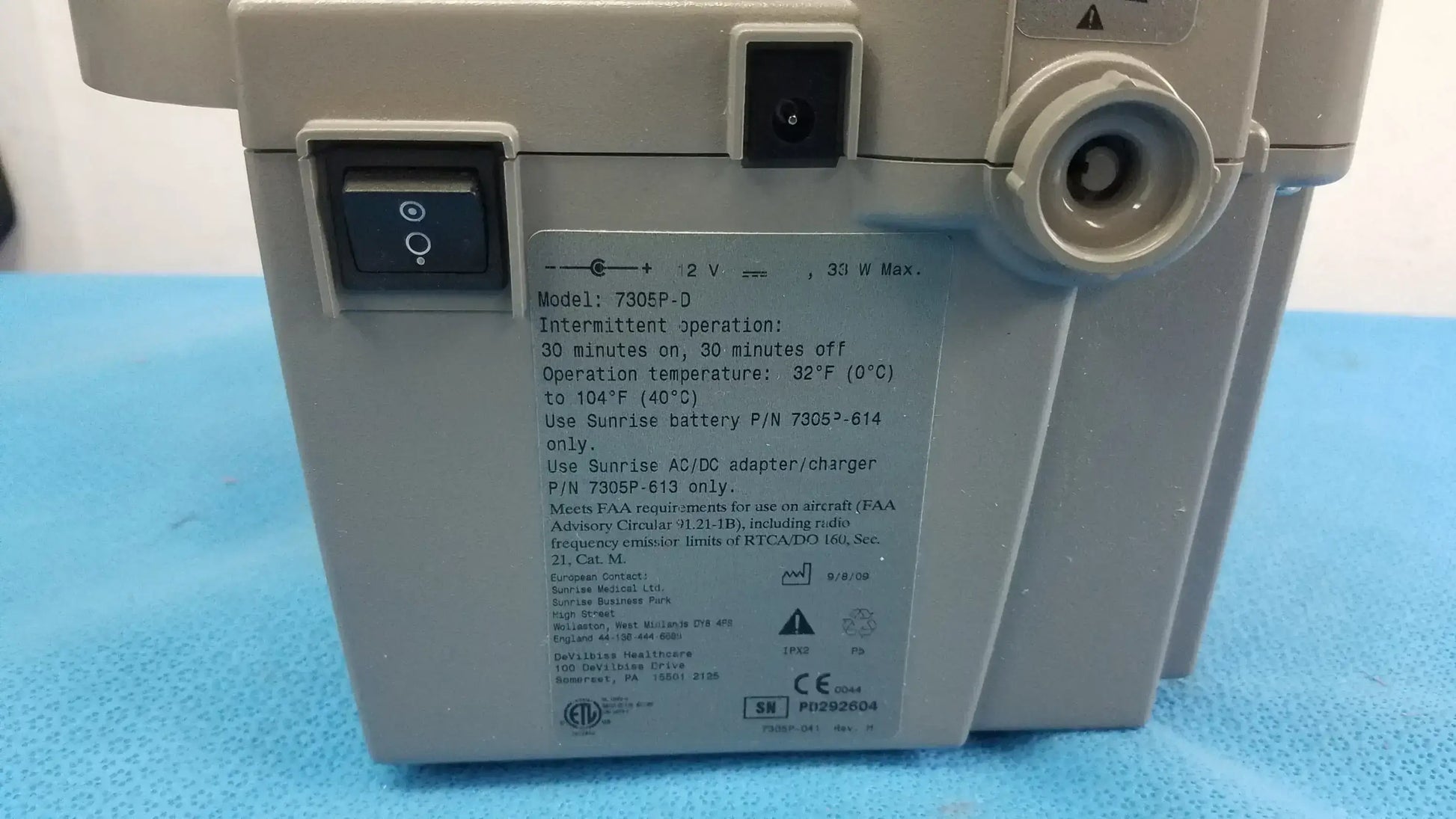 Devilbiss 7305P-D Home Care Vacu-Aide Suction Unit With Power Supply and Bag Home Care Suction Unit, second-hand product photo 9
