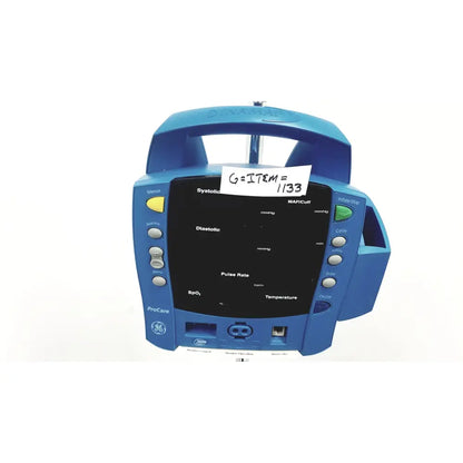 Blue ge procare portable patient monitor dcp400n-en with black screen and control buttons for dinamap dcp400n-en patient use