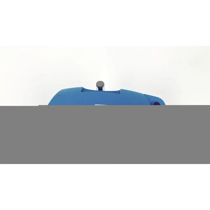 Blue plastic dinamap v100 vital signs monitor with black cylindrical sensor on top and rolling stand base