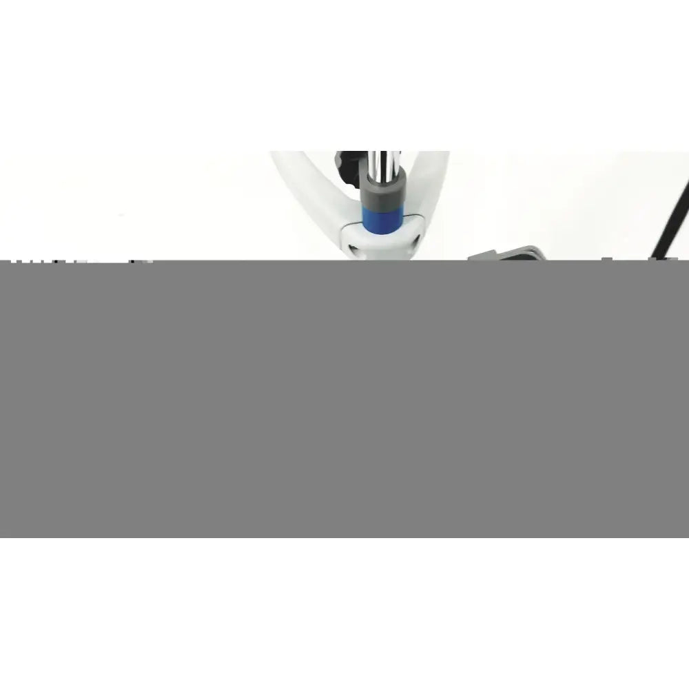 White and blue bicycle handlebar with black grip shown alongside dinamap v100 vital signs monitors with rolling stand