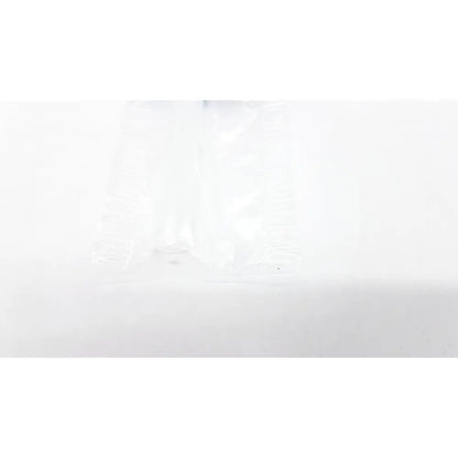 Clear plastic disposable dental things bag with crinkled texture and subtle light reflections for reuse medical use