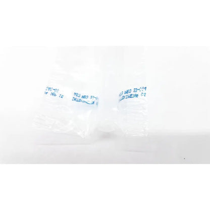 Clear plastic packaging with blue text containing a small white object for disposable dental things reuse medical use
