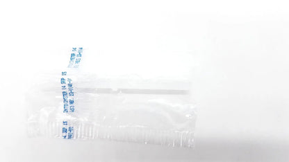 Clear plastic-wrapped disposable dental things lollipop stick with blue printed text on the wrapper