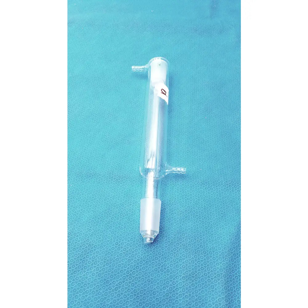 Clear glass distillation column with 200mm length 10mm straight hose connection and two side ports with 24 40 joint
