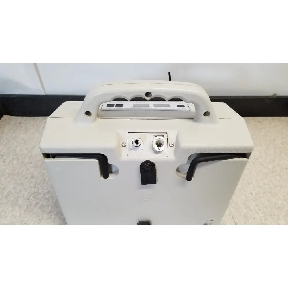 White medical device case with black handles and central lock for djo aircast venaflow 30a vascular system