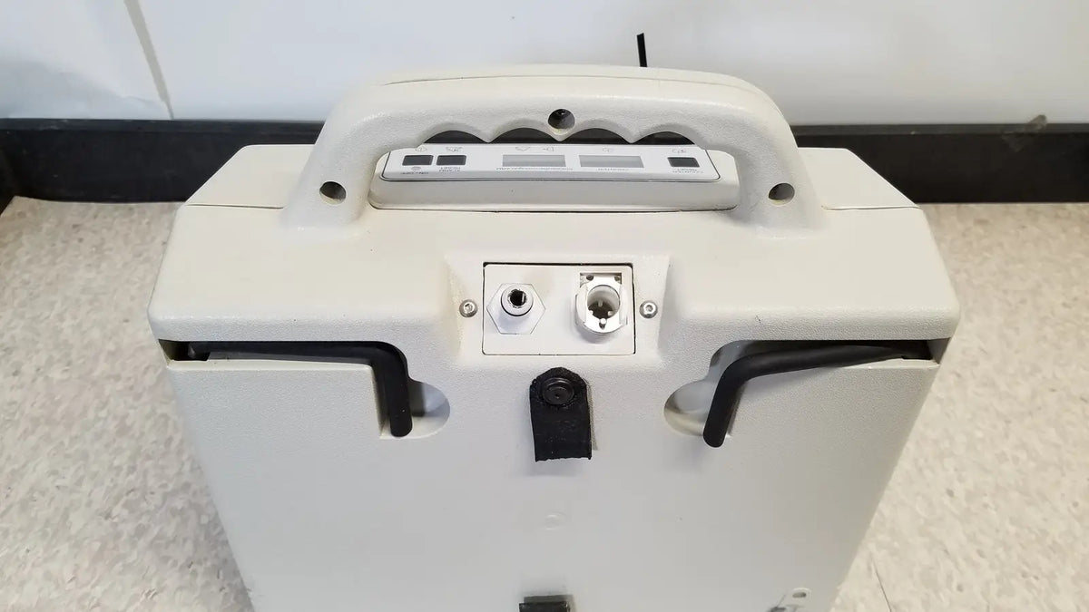 White medical device case with black handles and central lock for djo aircast venaflow 30a vascular system