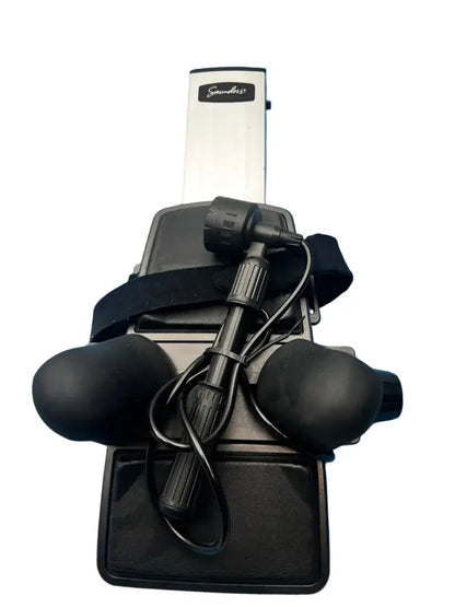 Black ergonomic djoglobal saunders cervical home traction device with adjustable straps and dual massage nodes
