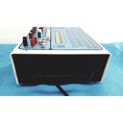 Dni Nevada medTester 5000 electrical safety analyzer in white and light blue with keypad and colored input jacks
