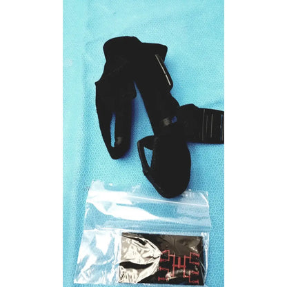 Black adjustable orthopedic ankle brace with padded straps and metal buckle for donjoy flexion elbow arm post-op use