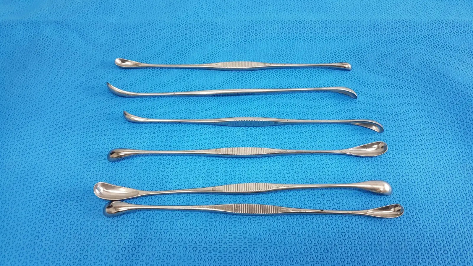 Reuse Medical Double Ended Dental Spoon Excavator – Stainless Steel Dental Tool lot of 6 Dental Instruments, second-hand product photo 1