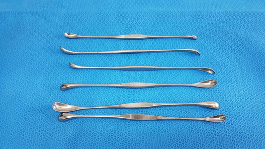 Reuse Medical Double Ended Dental Spoon Excavator – Stainless Steel Dental Tool lot of 6 Dental Instruments, second-hand product photo 1