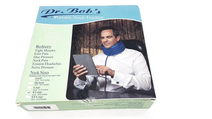 Dr bob’s portable neck traction medium in blue nylon fabric designed for effective neck support and pain relief