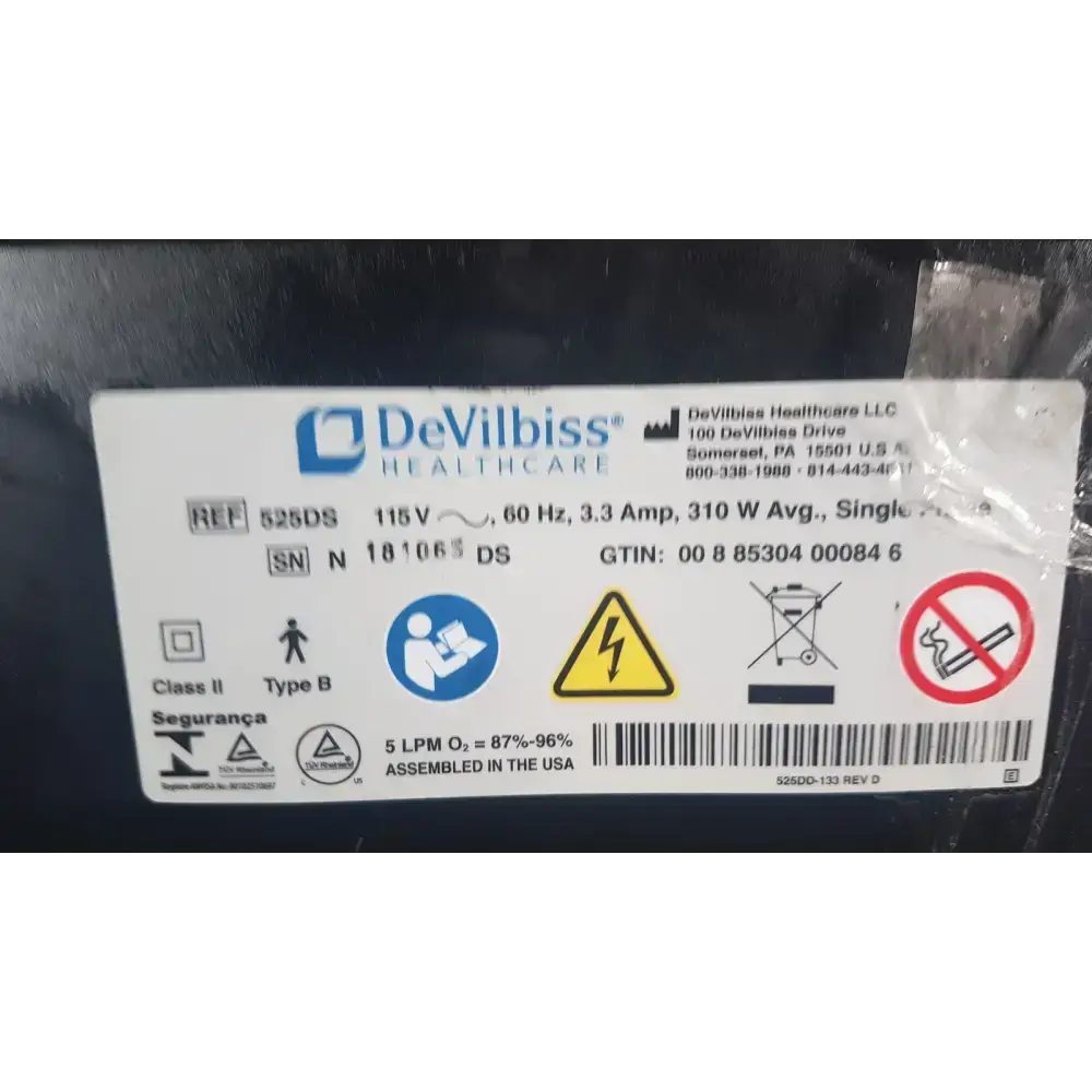 Drive DeVilbiss Ref 525DS 5 Liter Concentrator Oxygen Concentrator, second-hand product photo 6