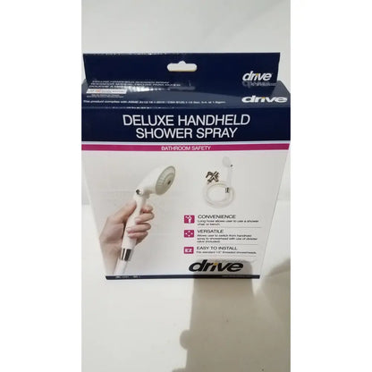 Drive medical deluxe handheld shower spray head in white with chrome accents and ergonomic design for adjustable use