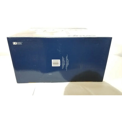 Deep blue cardboard box showing back side of drive raised toilet seat 5 inch height with removable arms and barcode
