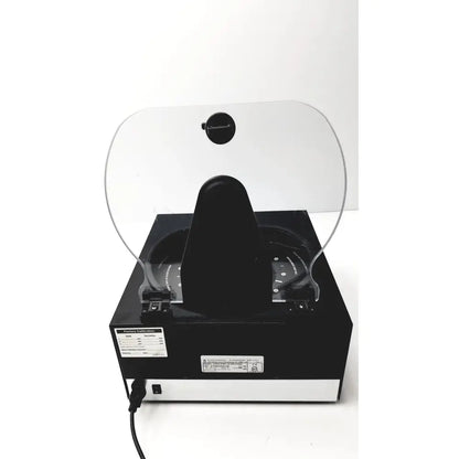 Black drucker diagnostics dash apex 24 centrifuge with transparent protective shield and circular rotor chamber