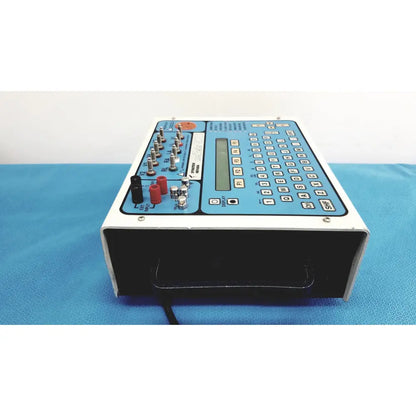 Blue and white dynatech nevada medtester 5000 biomedical electrical safety analyzer with keypad display and input jacks