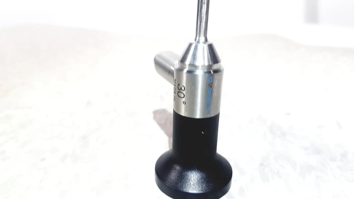Dyonics 30 degree JH 251467 dental handpiece in silver and black with metallic shaft and ergonomic base for reuse medical use
