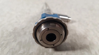 Dyonics 30 degree SN HR 268768 blue and silver industrial sensor with threaded metallic connector for reuse medical applications