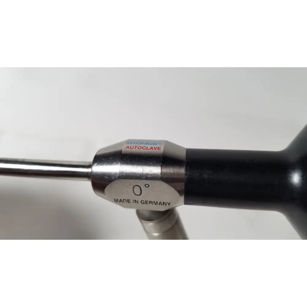 Silver and black dyonics 7207951 5.5mm 0 degree autoclavable laparoscope with metallic shaft made in germany for reuse medical use