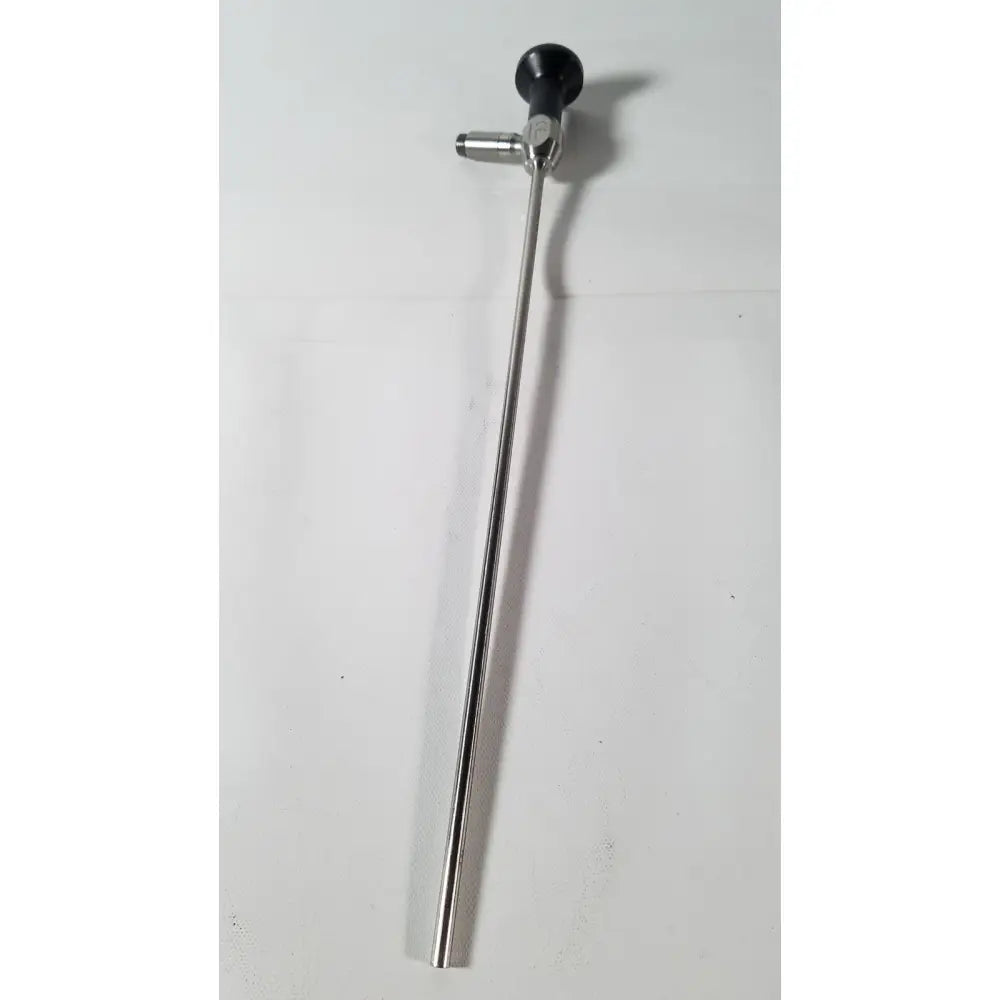 Dyonics 7207951 5.5mm 0 degree autoclavable laparoscope with stainless steel body and black rubberized handle for reuse medical use