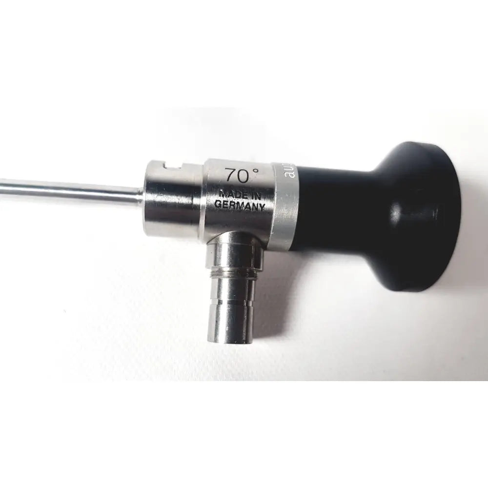 Silver and black dyonics autoclavable arthroscope sinuscope with 70 degree angled tip marked made in germany for reuse medical use