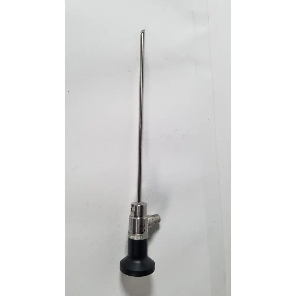 Silver dyonics autoclavable 4mm 70 degree arthroscope with black base and metallic joints for surgical use
