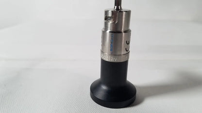 Black and silver dyonics autoclavable 4mm 70 degree arthroscope with engraved branding and autoclavable metallic body