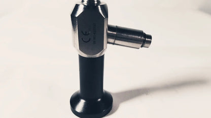 Black and silver dyonics autoclave 0 degree 10mm laparoscope with hexagonal metallic head and cylindrical black handle