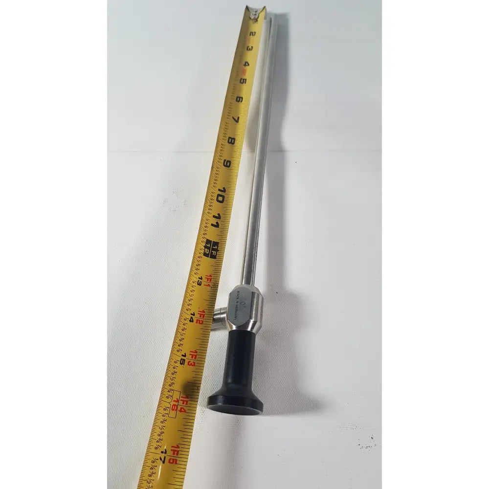 Silver dyonics autoclave ref 7207944 0 degree laparoscope with black ergonomic handle and hexagonal joint for reuse medical use