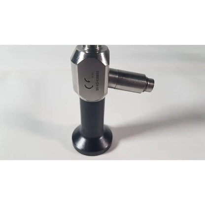 Silver metallic dyonics autoclave ref 7207944 0° laparoscope with black handle and hexagonal joint for reuse medical use