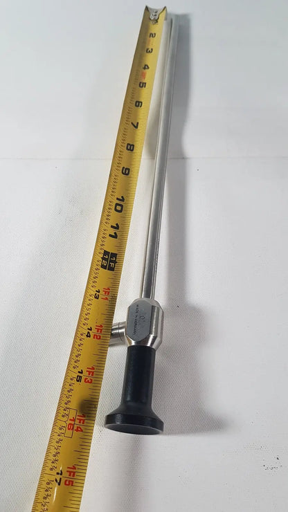 Silver dyonics autoclave ref 7207944 0 degree laparoscope with black ergonomic handle and hexagonal joint for reuse medical use