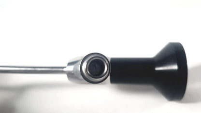 Black plastic handle with metallic connector and slender silver shaft of dyonics autoclave ref 7207952 30° laparoscope for reuse medical use