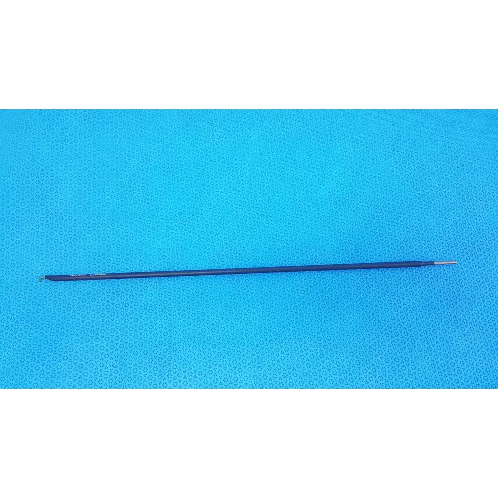 A sleek dark blue e-z clean hook lap dissecting electrode with a metallic tip and metal loop for precise lap dissecting use
