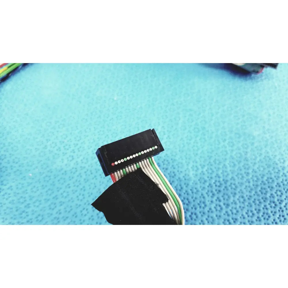 Black rectangular e43843 300v female connectors wire harness with multiple colored wires for electrical connections