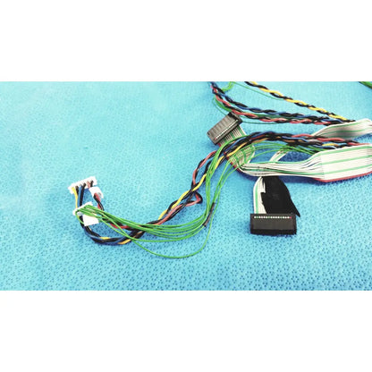 A bundle of multi-colored e43843 300v female connectors wire harness cables with black and white plastic connectors