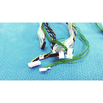 A bundle of multi-colored e43843 300v female connectors wire harness cables with white plastic connectors lot of 2
