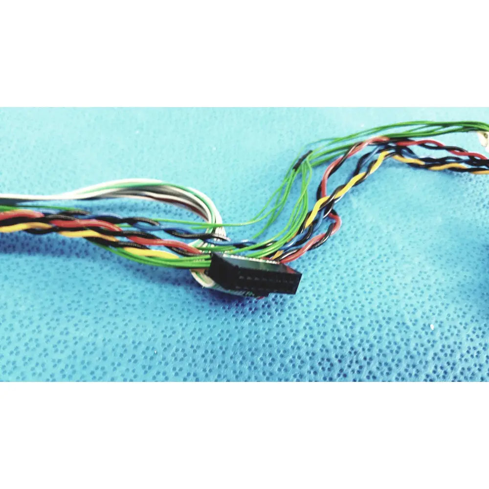 E43843 300v female connectors wire harness cables with multi-colored twisted wires and black rectangular connector lot of 2
