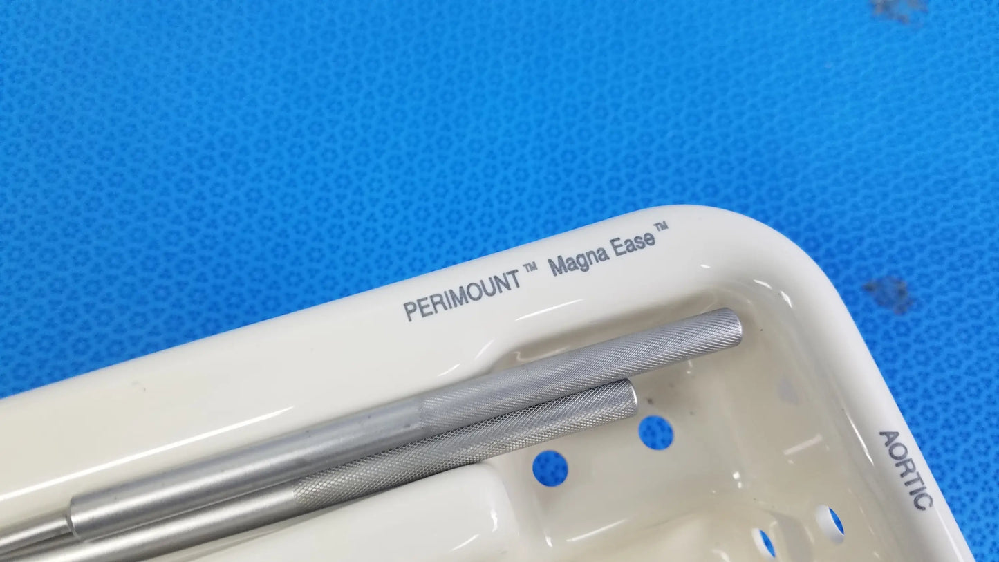 White plastic surgical tray with silver Edwards Life Science perimount magna ease aortic valve sizer set for buy used medical equipment