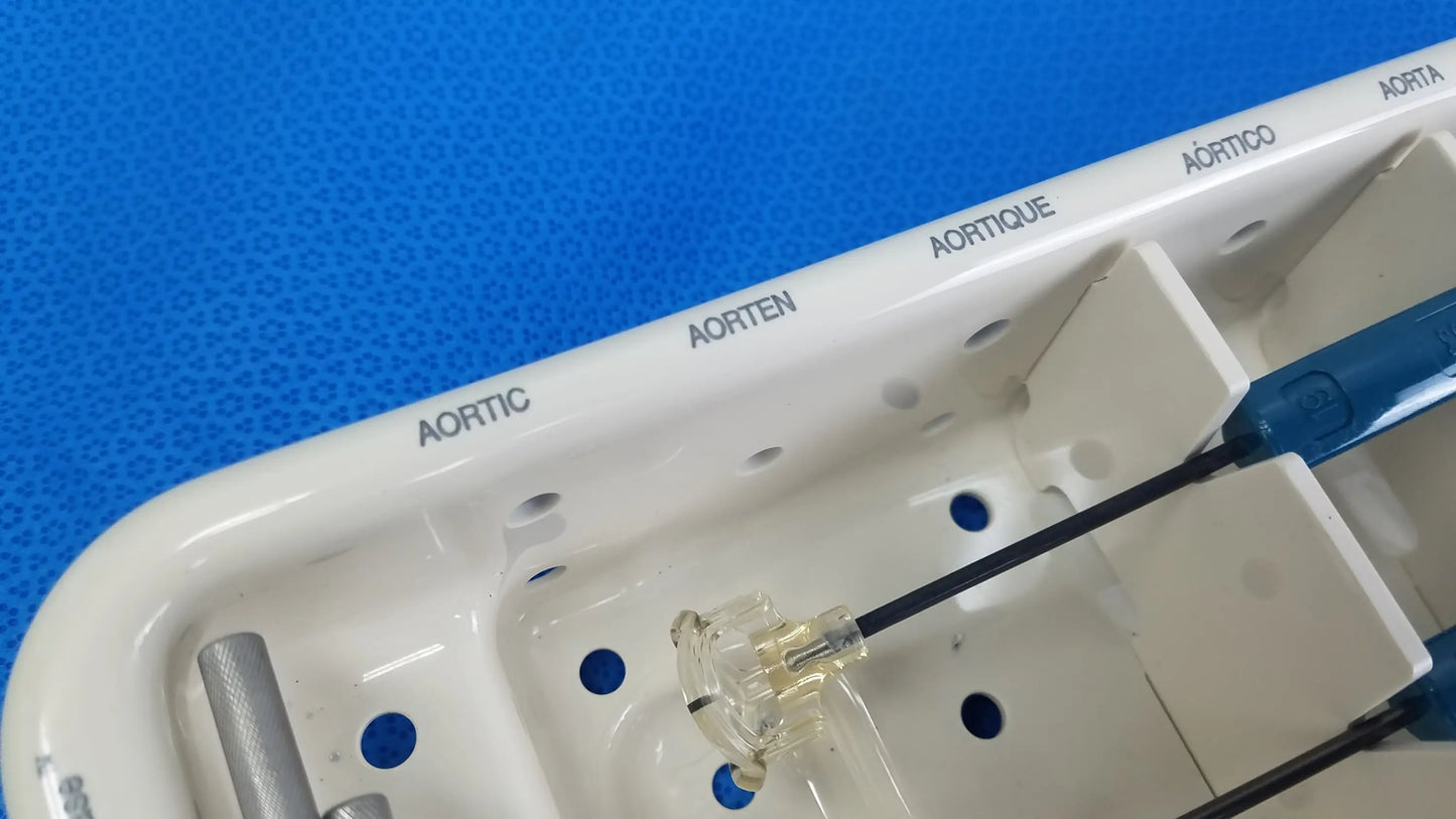 White plastic surgical tray with labeled compartments for aortic instruments in edwards life science 1111 perimount sizer set for buy used medical equipment