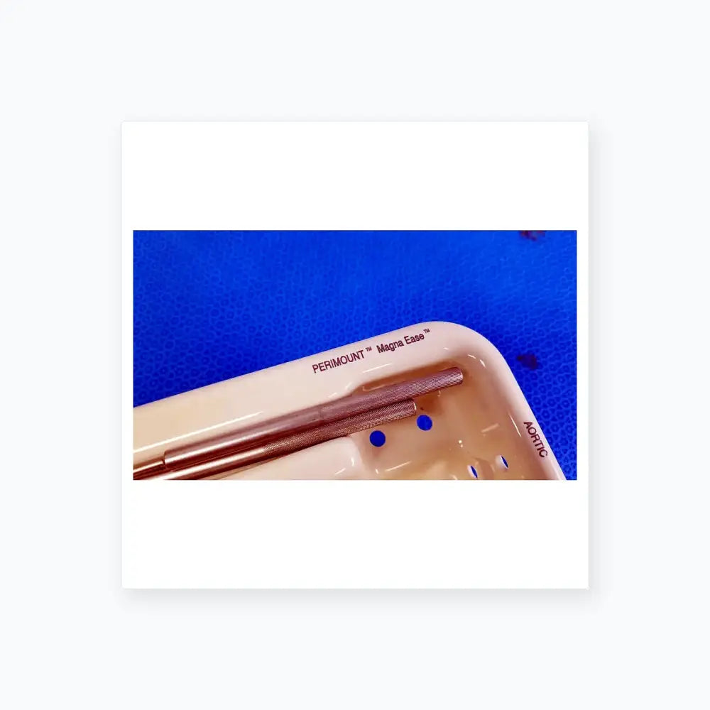 White plastic surgical tray with silver Edwards Life Science perimount magna ease aortic valve sizer set for buy used medical equipment