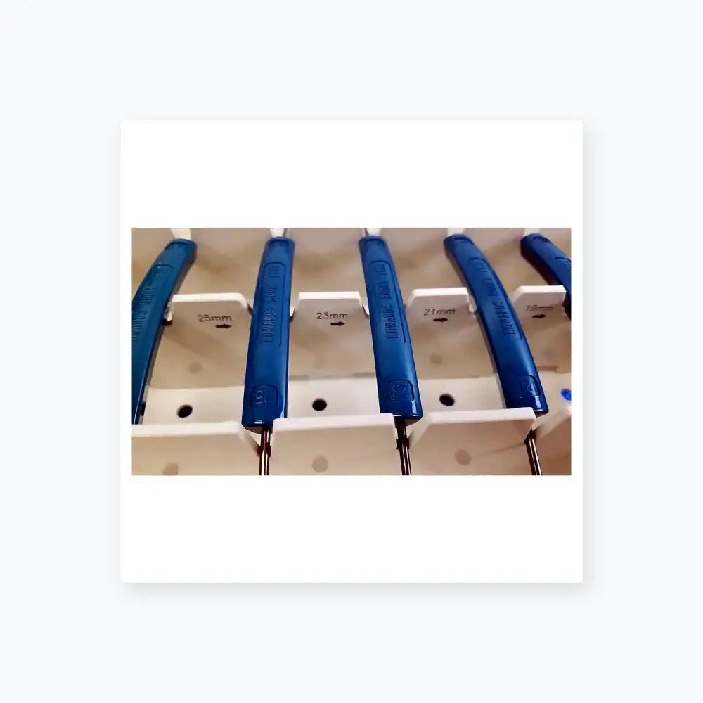 Blue plastic-handled screwdrivers with metal shafts marked in millimeters for edwards life science valve sizer set buy used medical equipment