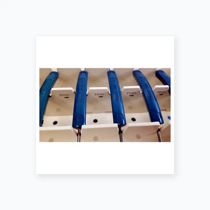 Blue plastic-handled screwdrivers with metal shafts marked in millimeters for edwards life science valve sizer set buy used medical equipment