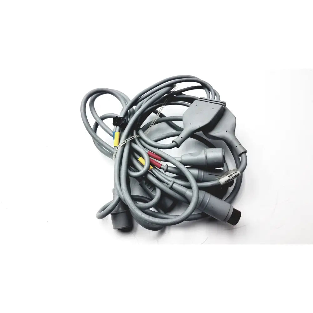A coiled gray edwards lifesciences a0424 truwave reusable cable with multiple connectors and plugs