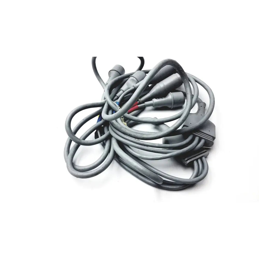 Coiled gray a0424 truwave reusable cable with multiple connectors and a single red wire by edwards lifesciences