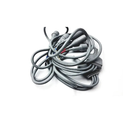 Coiled gray a0424 truwave reusable cable with multiple connectors and a single red wire by edwards lifesciences
