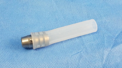 Ellik evacuator adapter with tube in translucent white plastic and gold cap compatible with compatible endoscopic systems