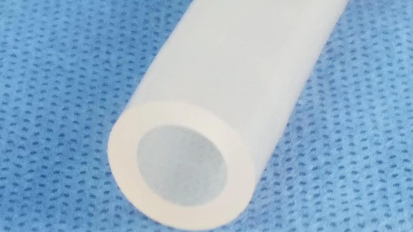 Ellik evacuator adapter with tube featuring a translucent white silicone tube compatible with compatible endoscopic systems